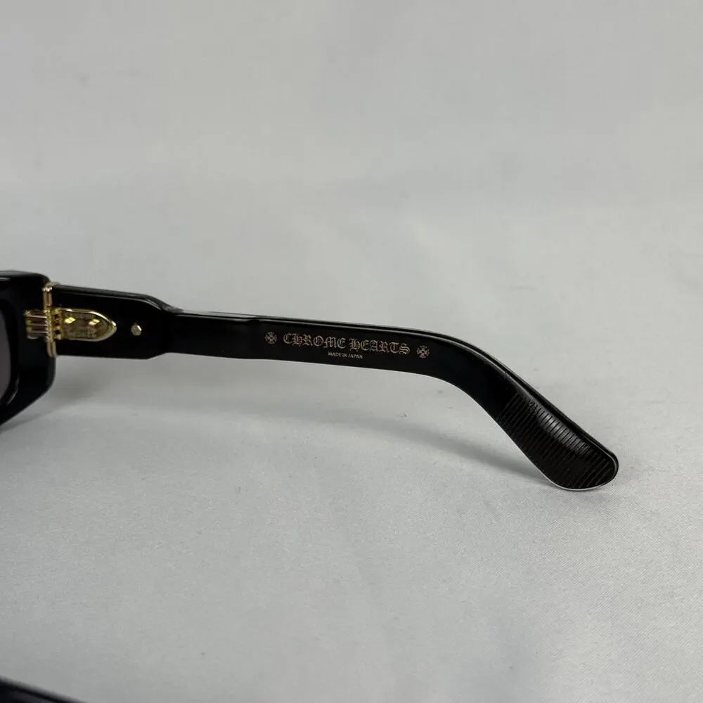 Chrome Hearts Zelda Sunglasses Black Acetate 18K Gold Plated BK-18KGP w Case